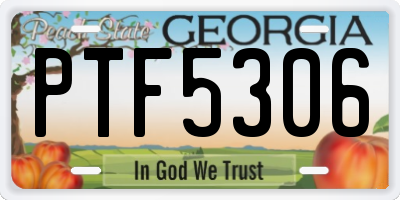 GA license plate PTF5306