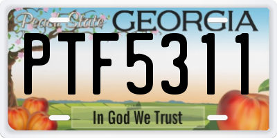 GA license plate PTF5311