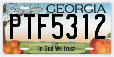 GA license plate PTF5312