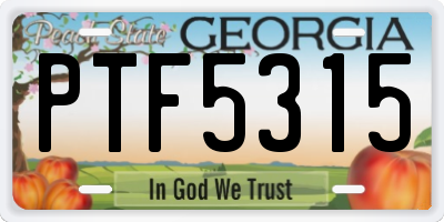 GA license plate PTF5315