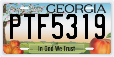 GA license plate PTF5319