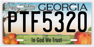 GA license plate PTF5320