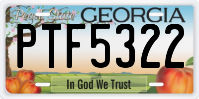 GA license plate PTF5322
