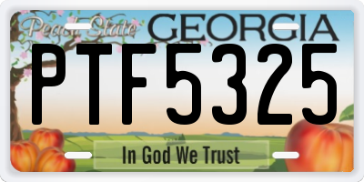 GA license plate PTF5325