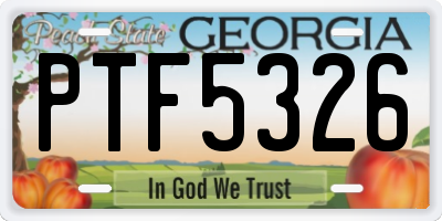 GA license plate PTF5326