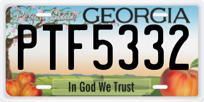 GA license plate PTF5332