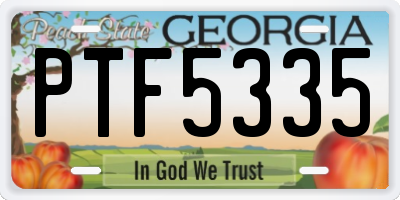 GA license plate PTF5335