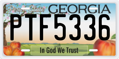 GA license plate PTF5336