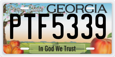 GA license plate PTF5339