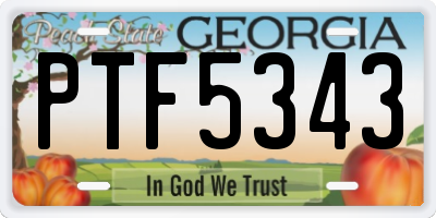 GA license plate PTF5343