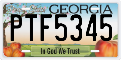 GA license plate PTF5345