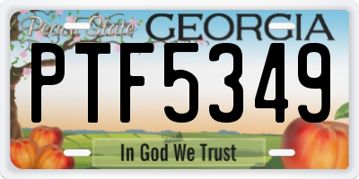 GA license plate PTF5349