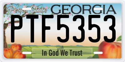 GA license plate PTF5353
