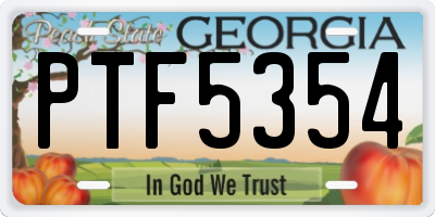 GA license plate PTF5354
