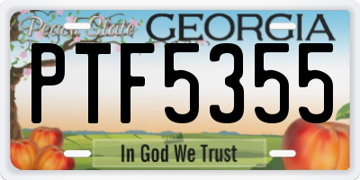 GA license plate PTF5355