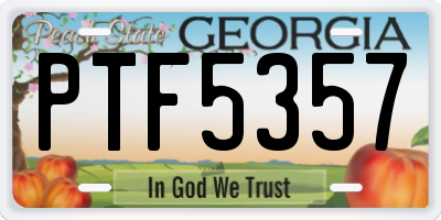 GA license plate PTF5357