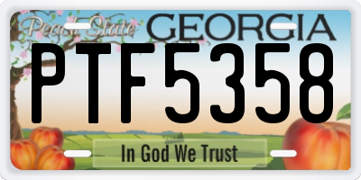 GA license plate PTF5358