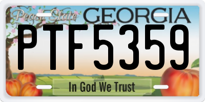 GA license plate PTF5359