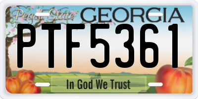 GA license plate PTF5361
