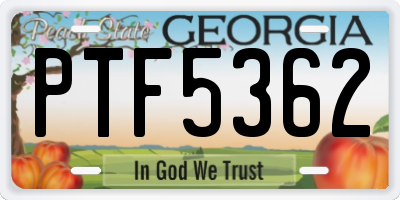 GA license plate PTF5362