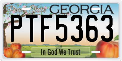 GA license plate PTF5363