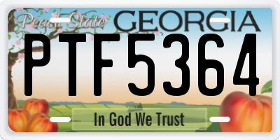 GA license plate PTF5364