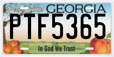 GA license plate PTF5365