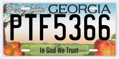 GA license plate PTF5366