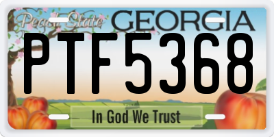GA license plate PTF5368