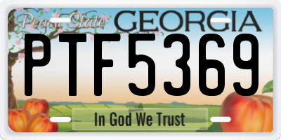 GA license plate PTF5369