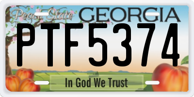 GA license plate PTF5374