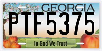 GA license plate PTF5375