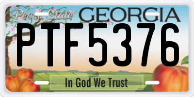 GA license plate PTF5376