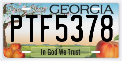 GA license plate PTF5378