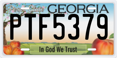 GA license plate PTF5379