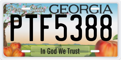 GA license plate PTF5388