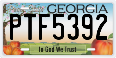 GA license plate PTF5392