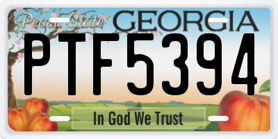 GA license plate PTF5394