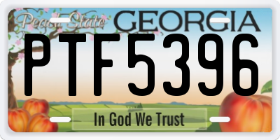 GA license plate PTF5396