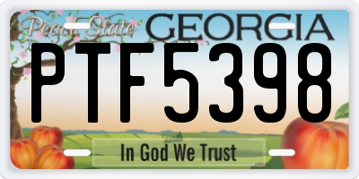 GA license plate PTF5398