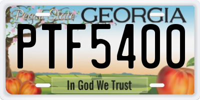 GA license plate PTF5400