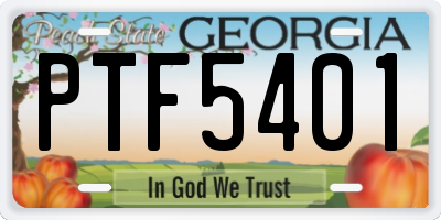 GA license plate PTF5401