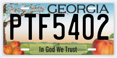 GA license plate PTF5402