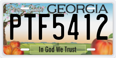 GA license plate PTF5412