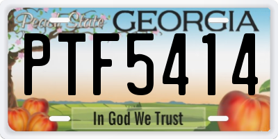 GA license plate PTF5414
