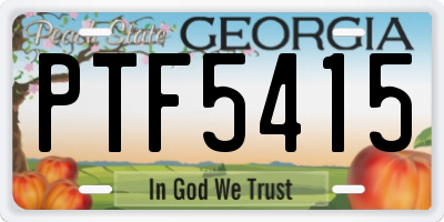 GA license plate PTF5415