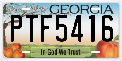 GA license plate PTF5416