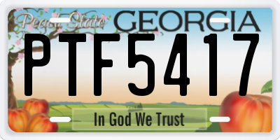 GA license plate PTF5417