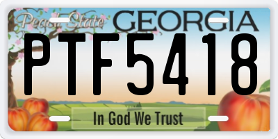GA license plate PTF5418