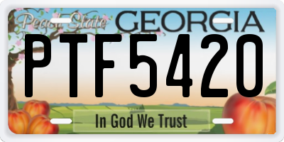 GA license plate PTF5420